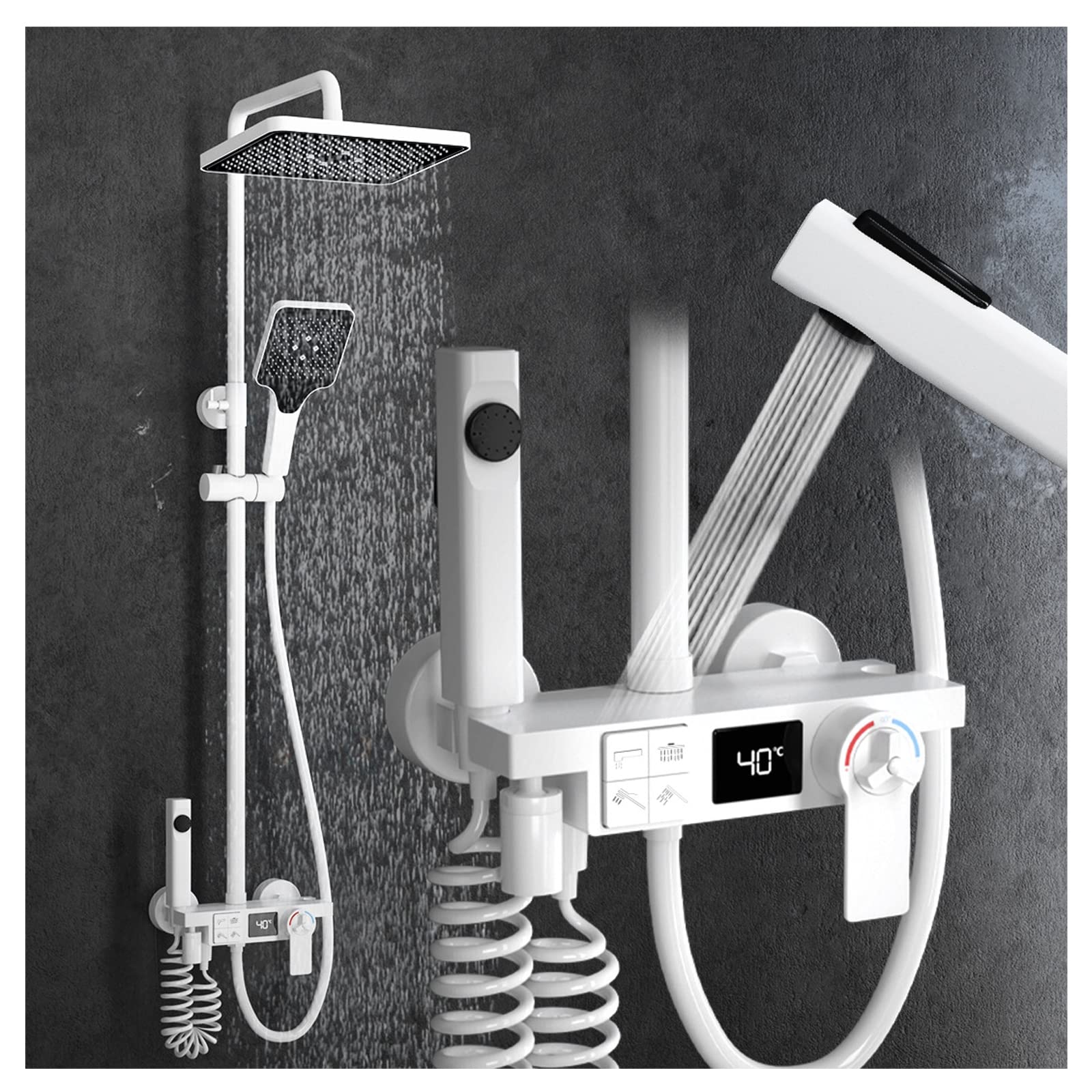 Pommeau de douche effet pluie blanc pour une expérience bien-être à la maison