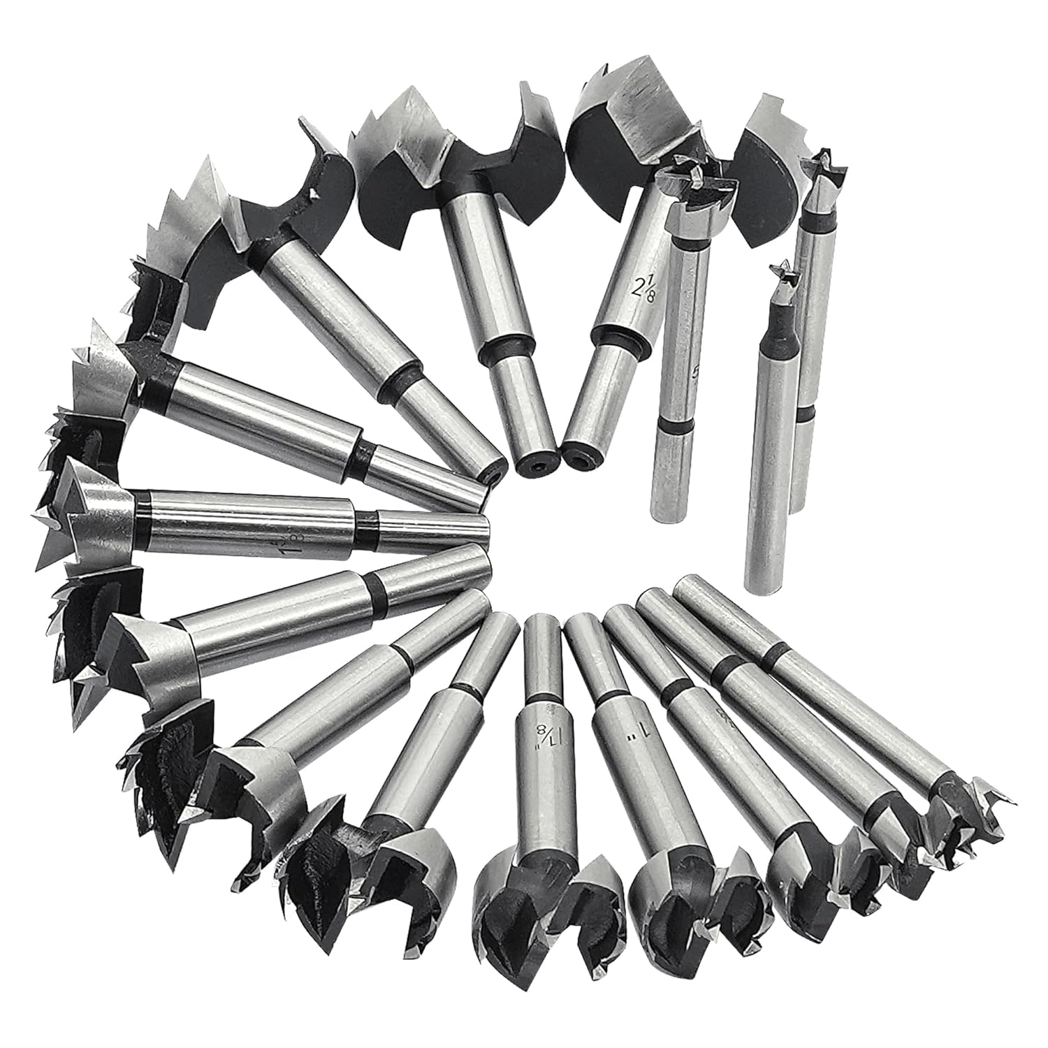 Forstner Bit Set, 16PCS Forstner Drill Bits for Wood, Carbide Forstner Bit for Woodworking, Auger Opener Round Shank Drilling Cutting Tool for Hardwood, Softwood, Plastic, Plywood