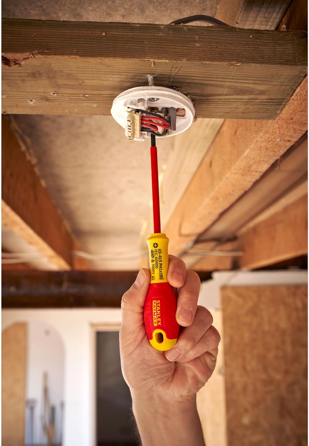 Stanley 0-65-414 Screwdriver isolated PH0, Red/Yellow