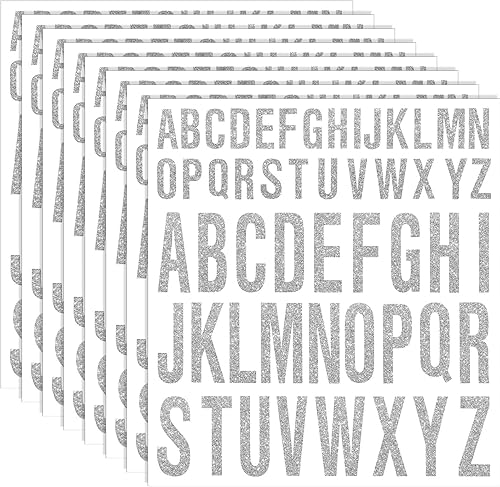Miniatura 45 de 8 Sheet Glitter Letter Stickers Vinyl Alphabet Stickers Waterproof Self Adhesive Stick on Letters for Poster Bulletin Board Mailbox School