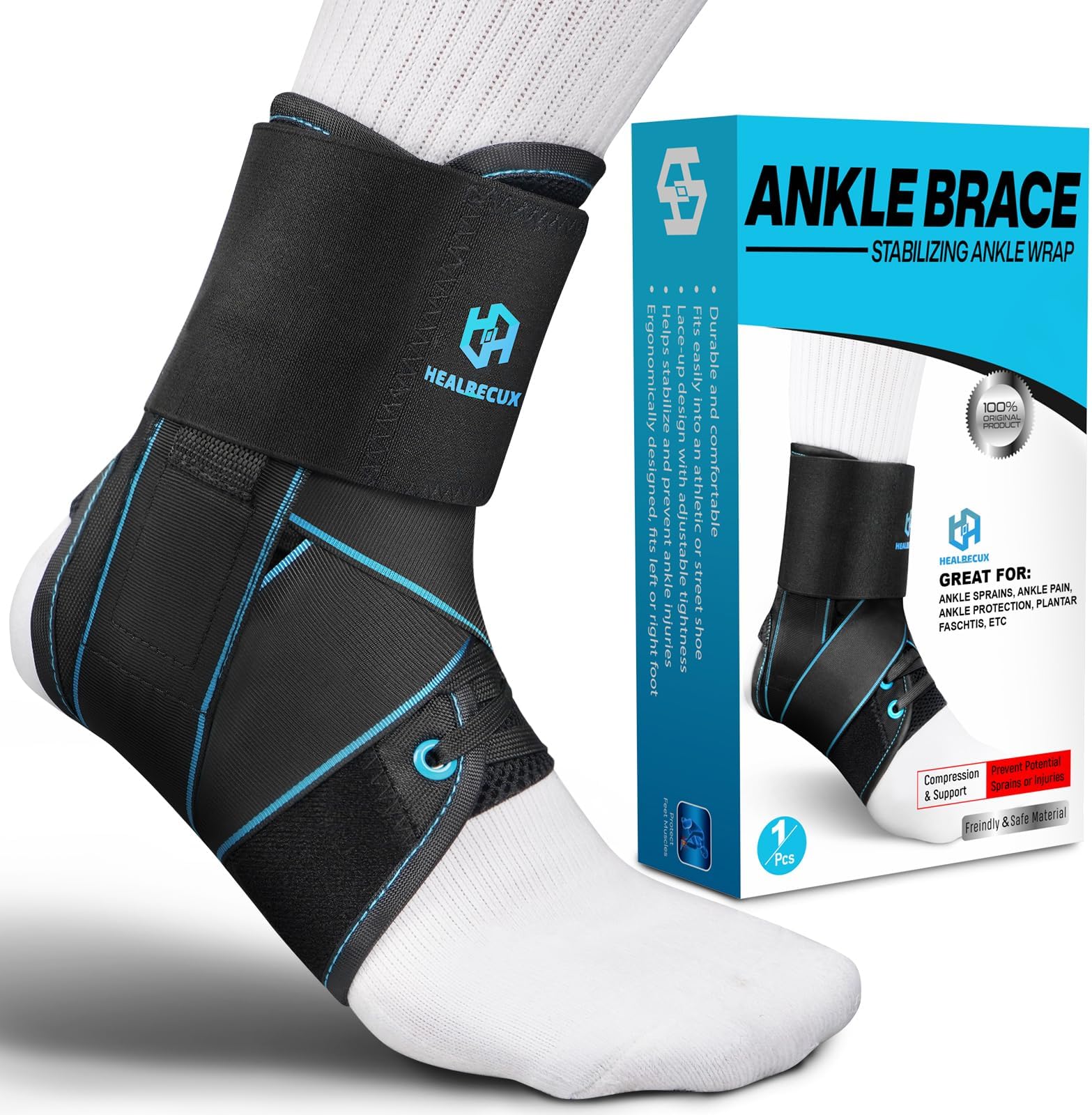 Lace Up Ankle Brace for Women Men, Ankle Support for Sprained Ankle, Plantar Fasciitis Brace Ankles Stabilizer Wrap for Basketball, Volleyball, Sports, Injury Recovery, XS