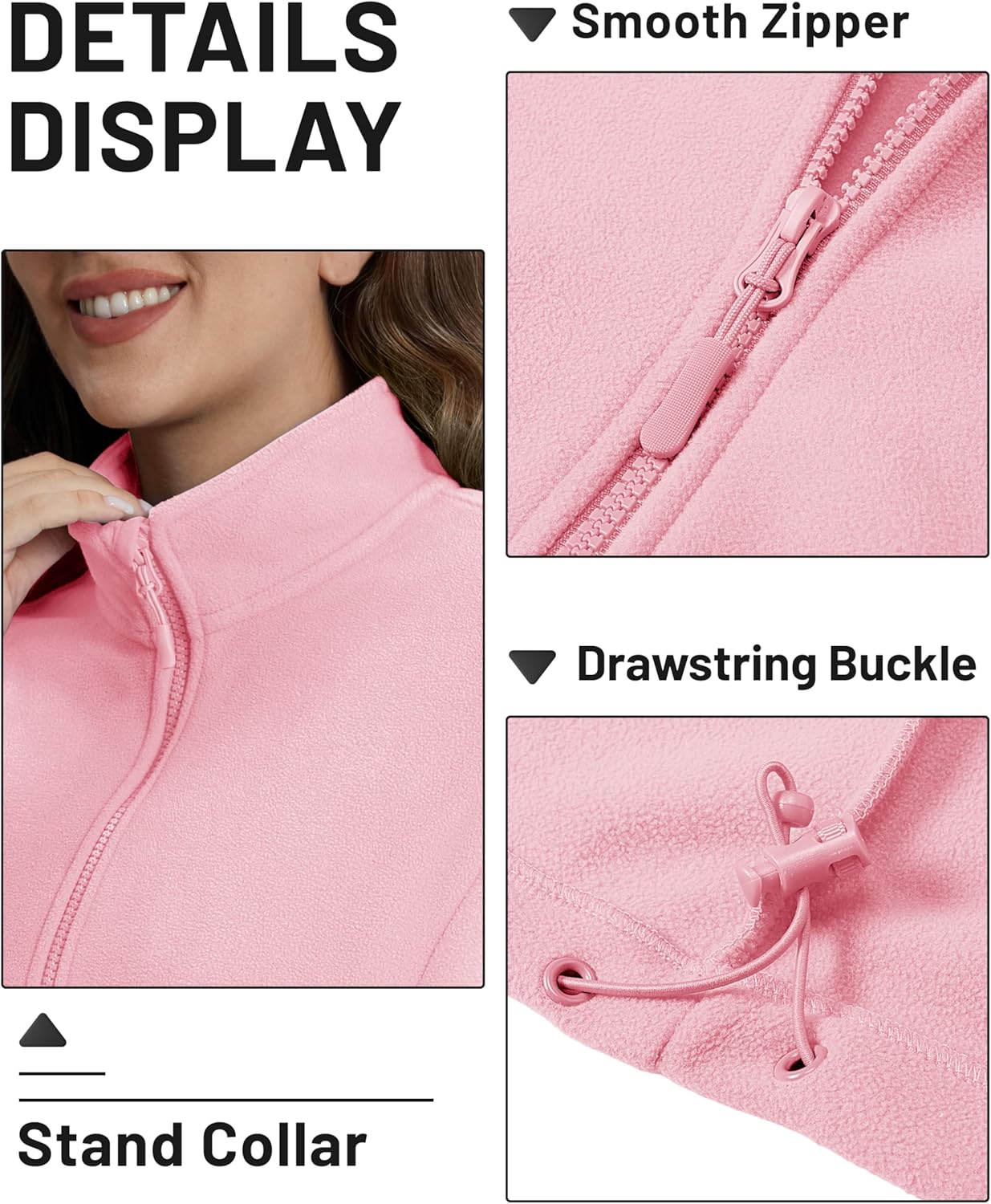 TACVASEN Women's Soft Fleece Jacket Lightweight Full Zip Sweatshirts Coat Casual Winter Warm Sweaters with Pockets - Image 3