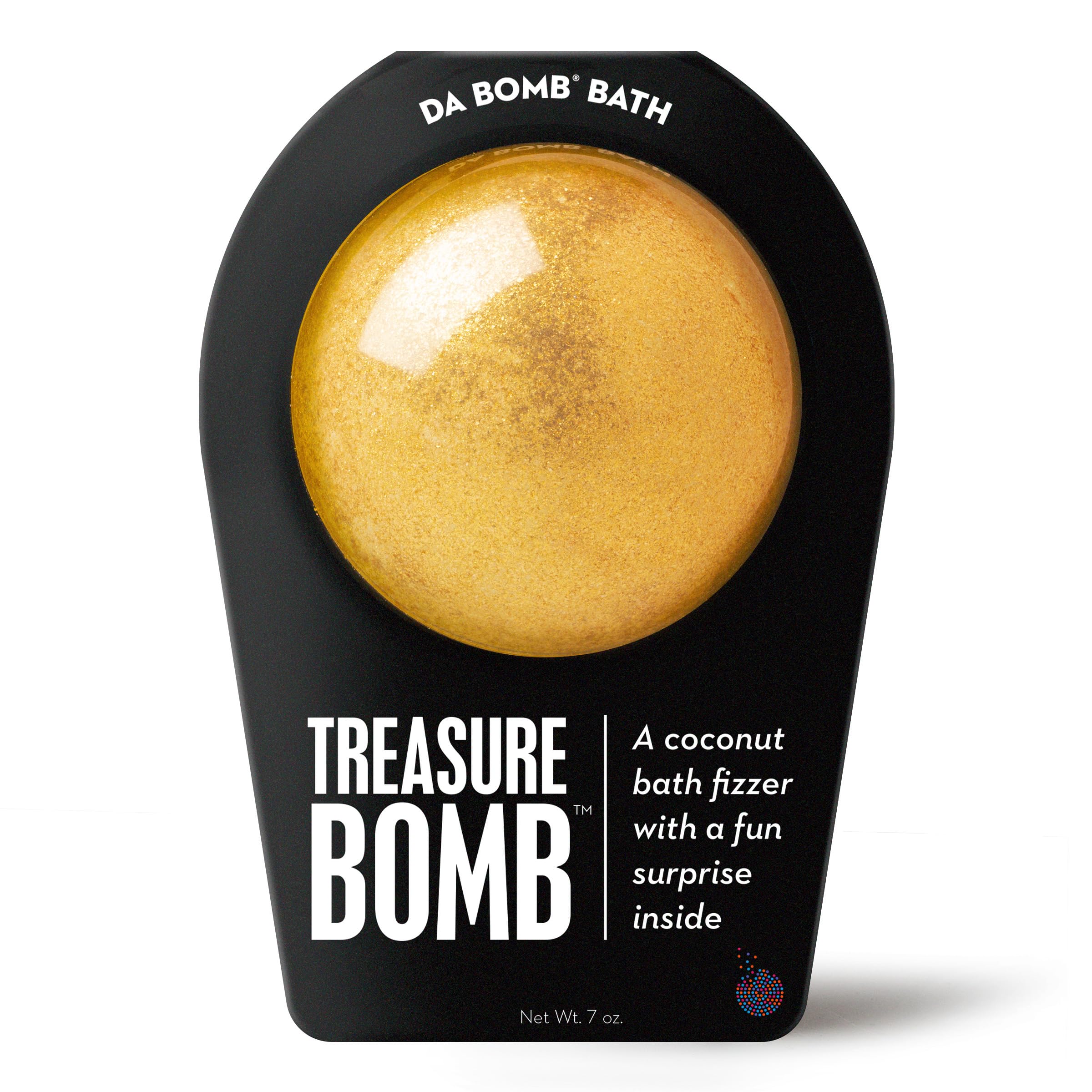 Da Bomb Bath Treasure Bath Bomb - Coconut Fragrance - Surprise Inside - 7oz - Made in USA