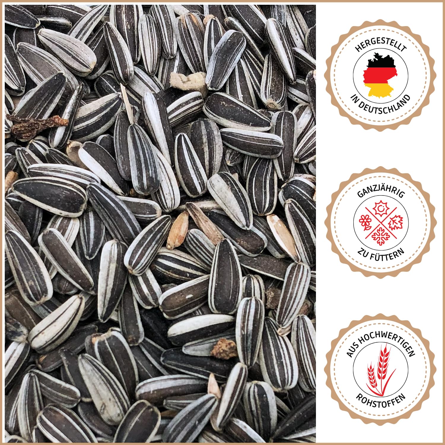 Supravit Sonnenblumenkerne gestreift 25kg – Premium Vogelfutter | für Gartenvögel | energiereiches Wildvogelfutter & Streufutter für Ganzjahresfütterung | ungeschälte Sonnenblumenkerne
