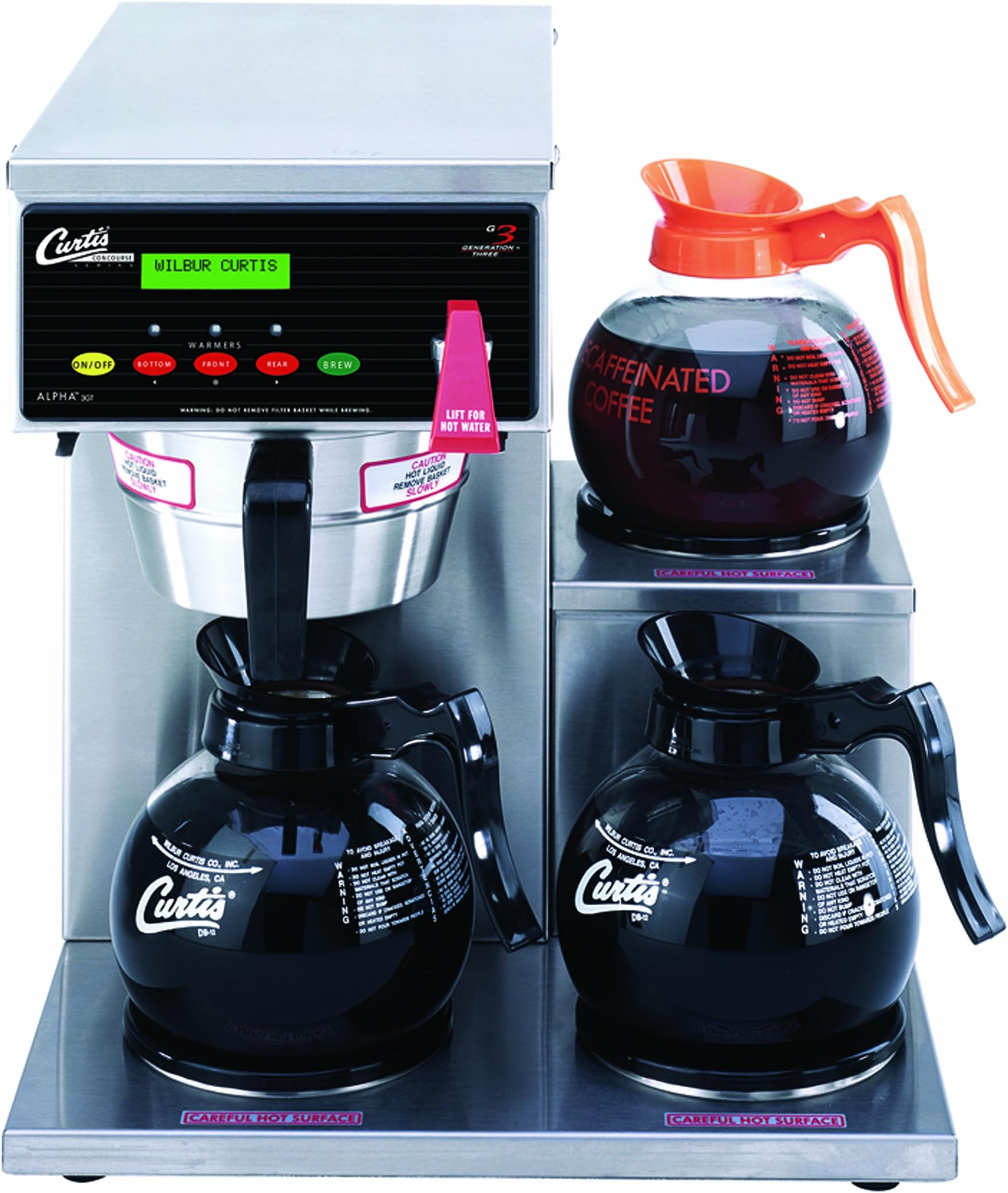 Wilbur CurtisG3 Alpha Decanter Brewer 64 Oz Coffee Brewer, 3 Station, 3 Lower Right Warmer - Commercial Coffee Brewer - ALP3GTR12A000 (Each)