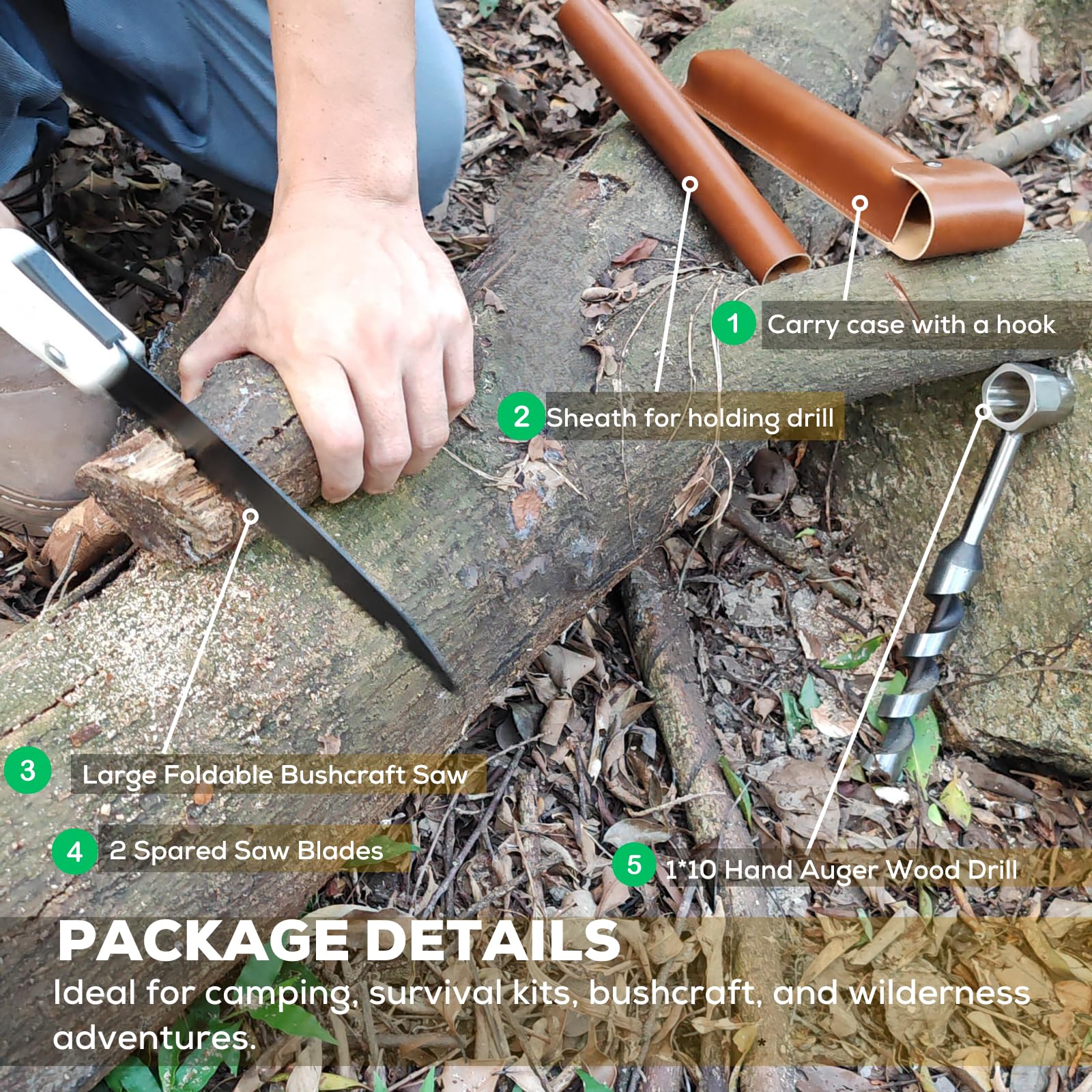 Taladro manual para madera, soldaduras mejoradas con ojo escocés afilado, herramientas de supervivencia para proyectos de Bushcraft, campamentos, exteriores, 1 llave de colonos de 10 pulgadas
