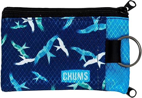 Miniatura 12 de Chums Surfshorts - Cartera ligera delgada con tarjeta de bloqueo RFID, con cremallera, cartera minimalista con llavero - Patrones, Floral azul
