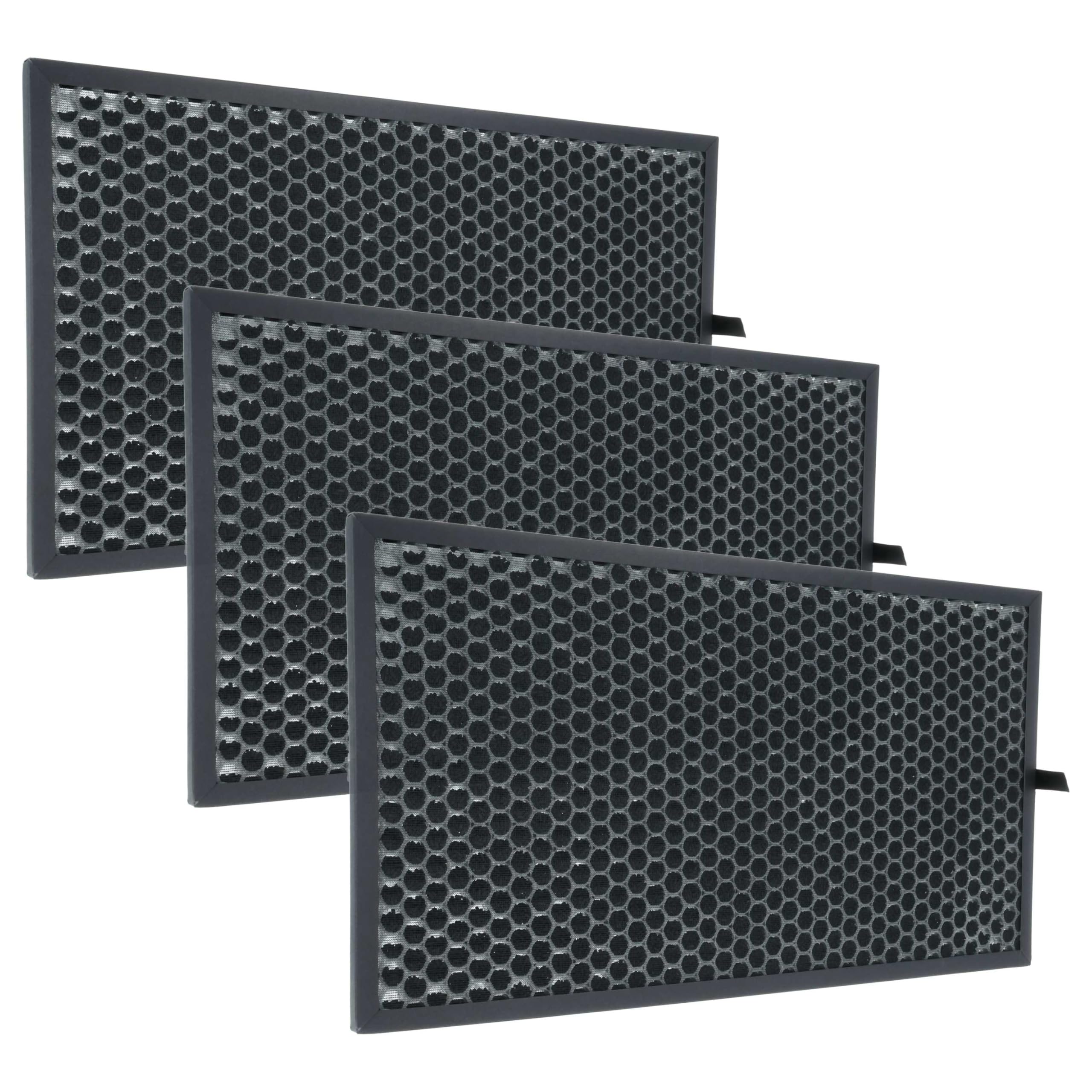vhbw 3 x filtr z węglem aktywnym kompatybilny z Sharp KC-D60EU-W, KC-G60EUW oczyszczacz powietrza - filtr powietrza czarny