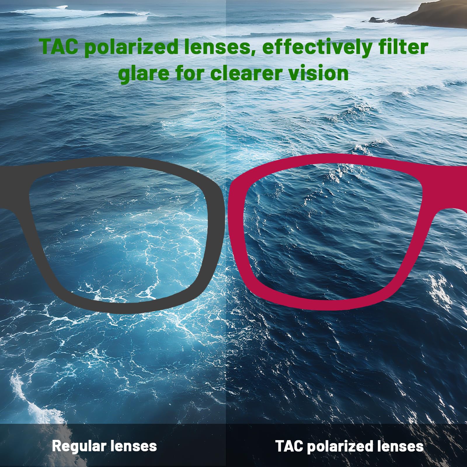 Occhiali da sole polarizzati TR90 leggeri UV400 Protezione HD Lens antiscivolo per lo sport