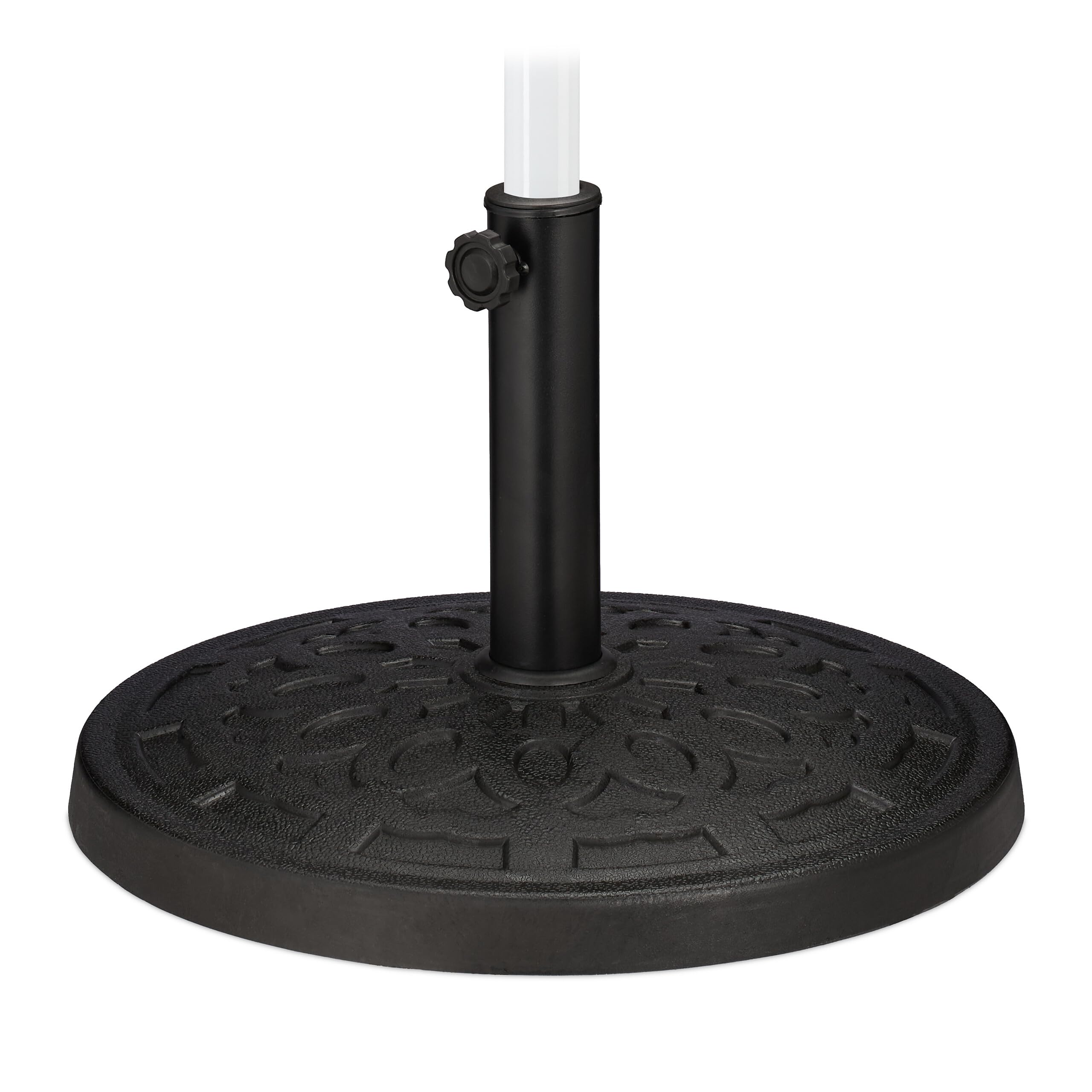 Relaxdays Pied de Parasol, pour Tubes de Parasol de 38-​50 mm, D : 50 cm, Balcon, Jardin, Imitation Fonte, Support, Noir