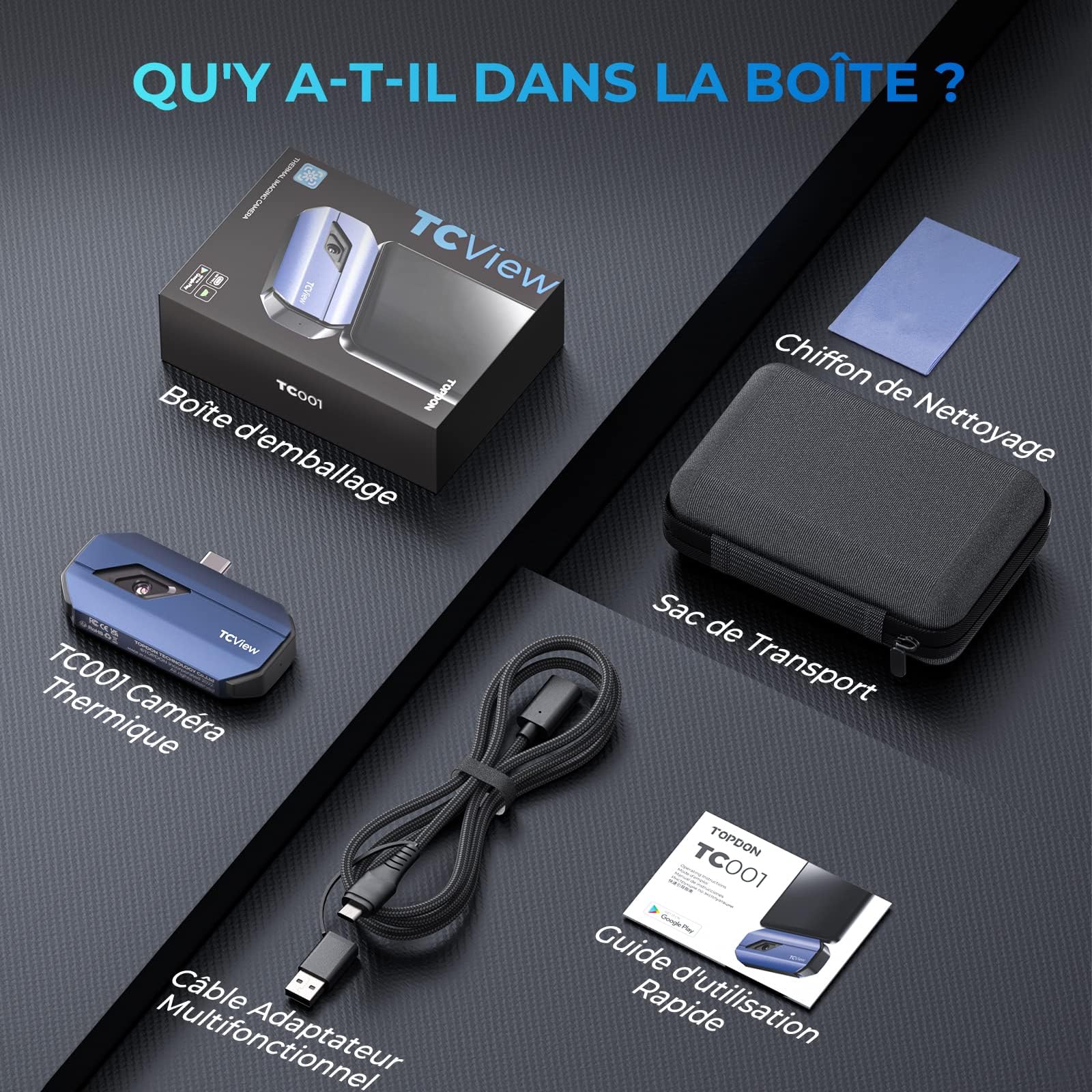 TOPDON TC001 Imageur Thermique, Caméra Thermique Infrarouge Android USB C, 512 * 384 TISR Haute Résolution, Clarté Thermique Accrue, -20℃ à 550℃, 0.1℃ Précision de Test pour Smartphone/Tablet/Windows