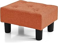 Vista 9 de BRIAN & DANY Taburete pequeño para pies, taburetes de lino con patas, reposapiés pequeño estable para sala de estar, beige