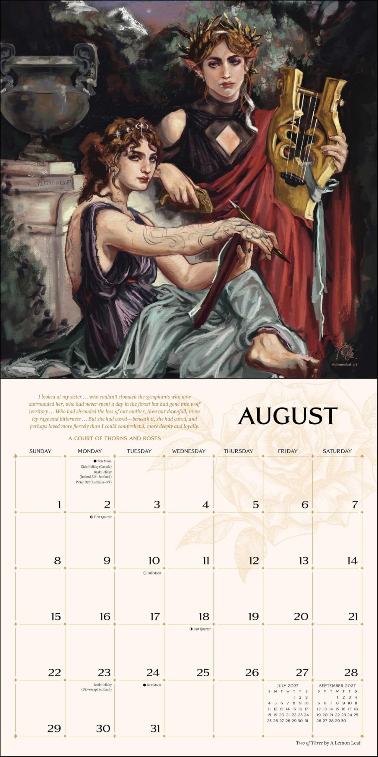 A Court of Thorns and Roses Officially Licensed Fan Art 2027 Wall Calendar