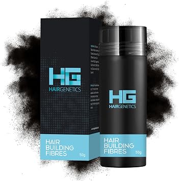 Hair Genetics Hair Fibres for Hair Loss Cover Thin Hair & Bald Spots- Hair Fibre for Thick Hairs- Fibers for Men and Women for Hair Loss Black 50g