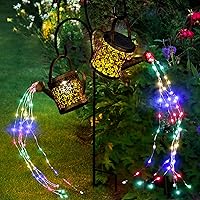 Merear Solar Watering Can Lights Outdoor: 8 Color-Changing Modes, IP65 Waterproof, One Pole Two Cascading Lights for Garden Patio Lawn Decor