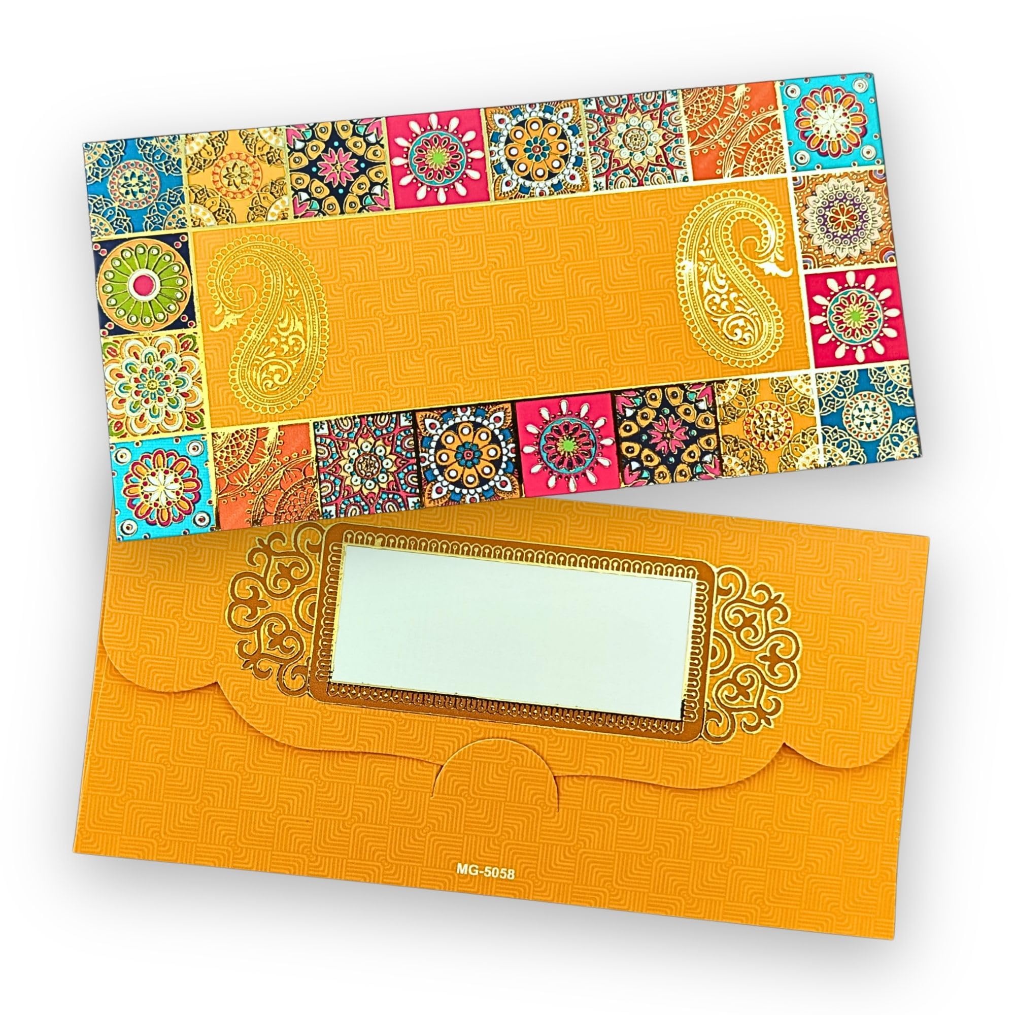 PAPER BEING 20 Pcs Mutli-Mandala (Orange) Design Shagun envelopes for gifting money, Sagun Lifafa | Fancy Shagun envelope for Cash Money | For Gift, Wedding, Marriage & Functions
