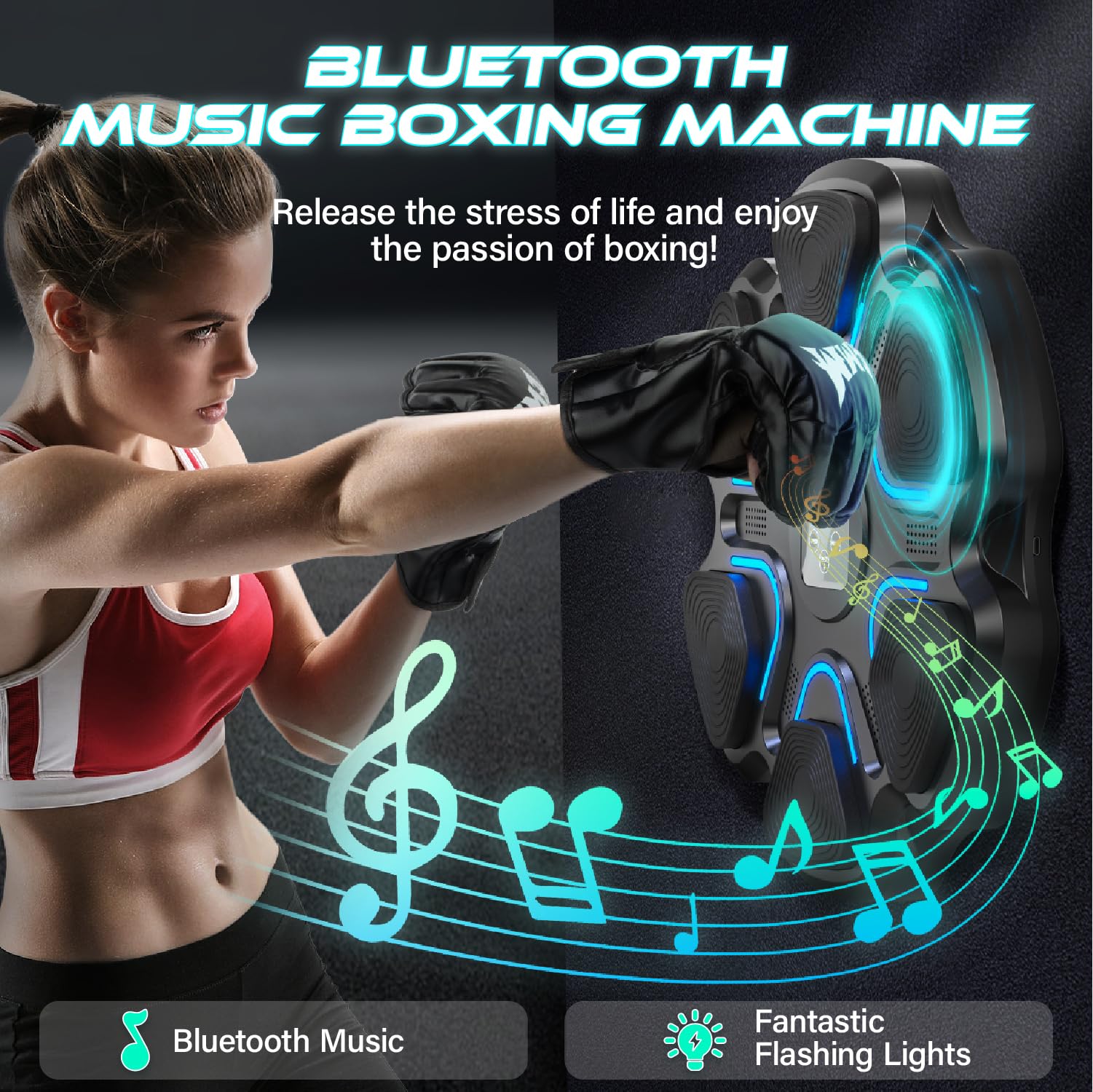 Muzyczna Maszyna Bokserska naścienna Bluetooth z Trybami Prędkości LED