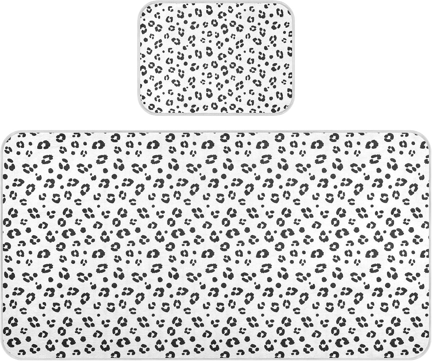 Baby Cooling Mat Black White Leopard Print Ice Silk Breathable Mesh Summer Crib Mattress Pad with Pillowcase, Soft Cooling Sleeping Surface for Infant & Toddler, 52"x28"