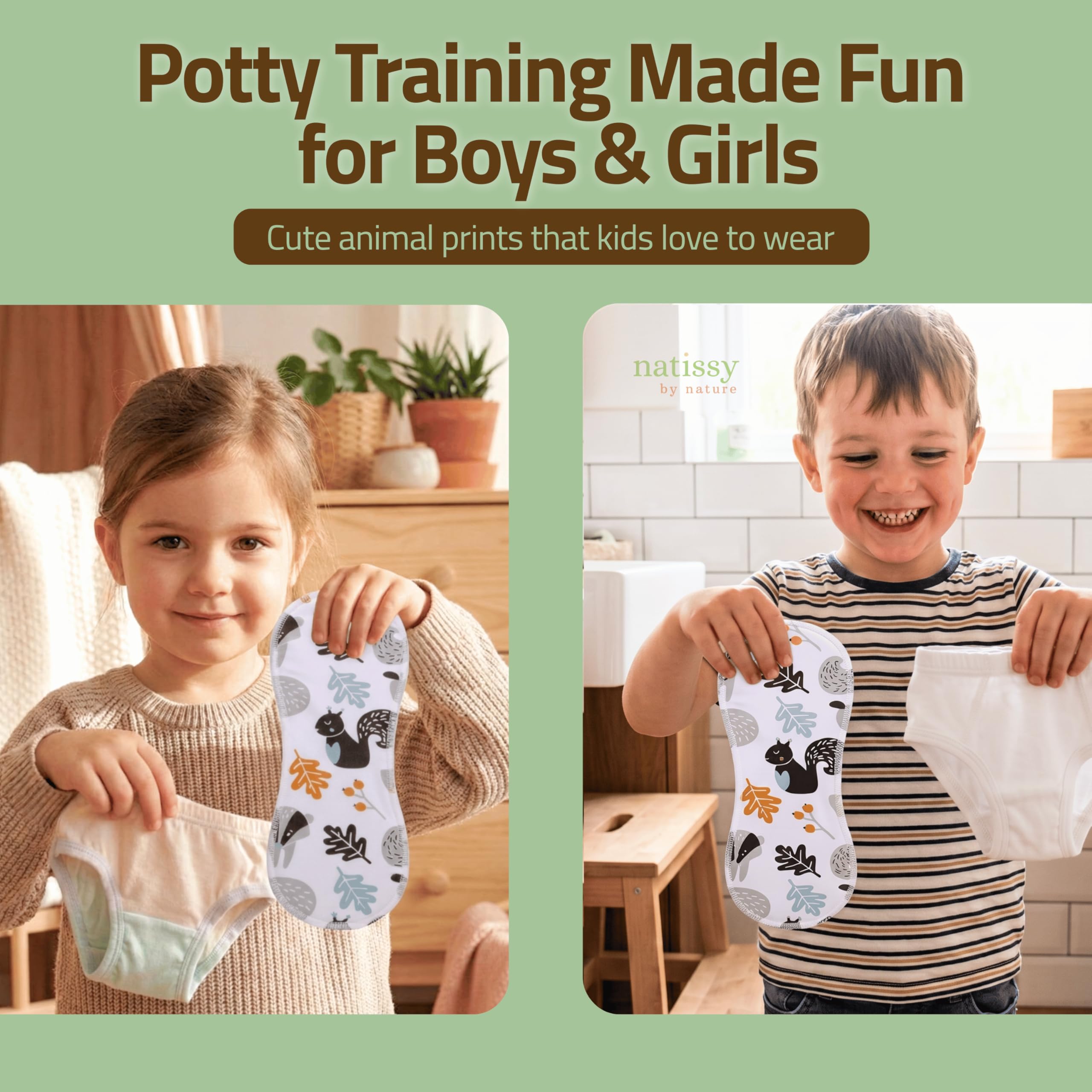 Fabriqué dans l’UE – Inserts lavables pour l’apprentissage de la propreté d’enfants avec EcoGrip (Secure Fit lot de 8), alternative aux culottes d’apprentissage et couches, protection renforcée fuites