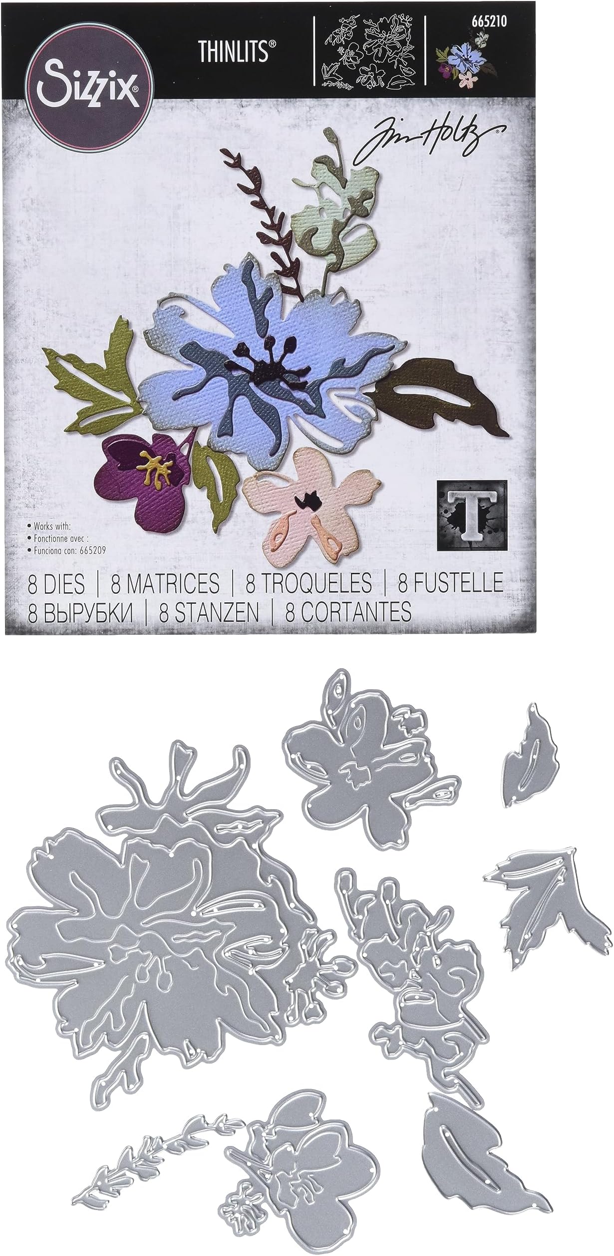Thinlits Die 665210 Brushstroke Flowers #2 by Tim Holtz 8 Pack