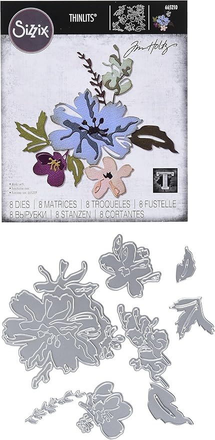 Set di fustelle Sizzix Thinlits 7 PK Blossom di Tim Holtz, 666283