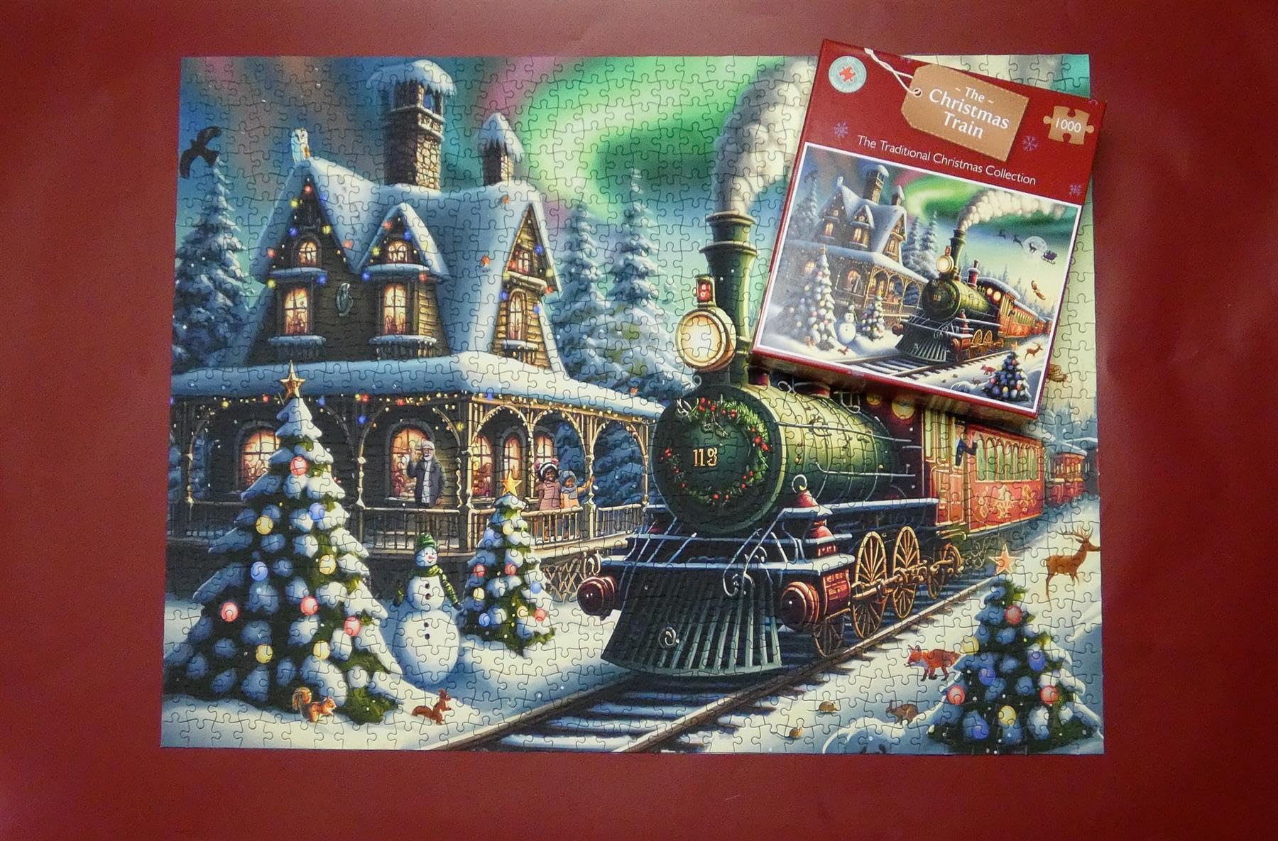 Elk Santa ClausJigsaw Puzzle 1000 Piece For Adults Round Christmas PresentCreative Challenge Family Decorations1000pcs (67.5x67.5cm