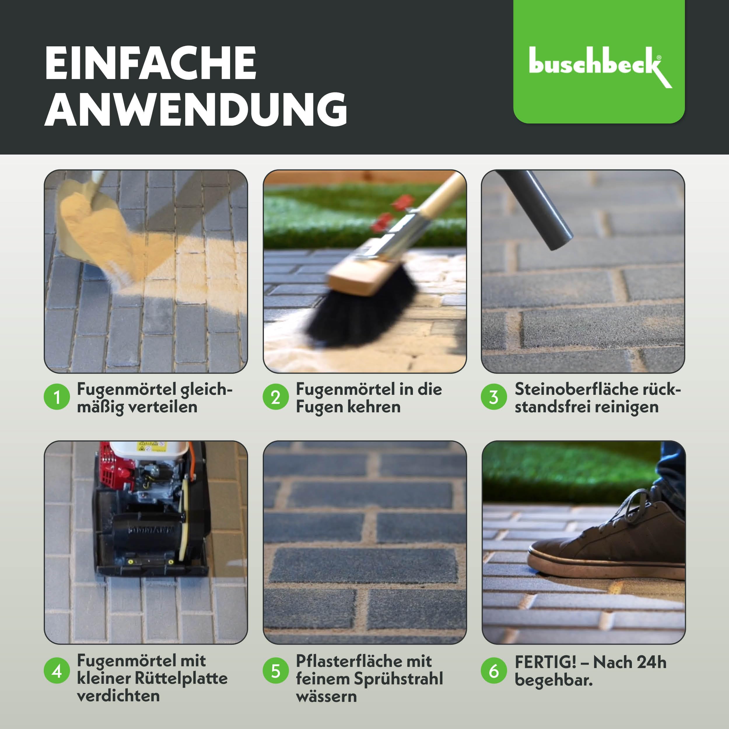 Buschbeck Feste Fuge, selbsthärtend, unkrautfrei & ameisenhemmend grau