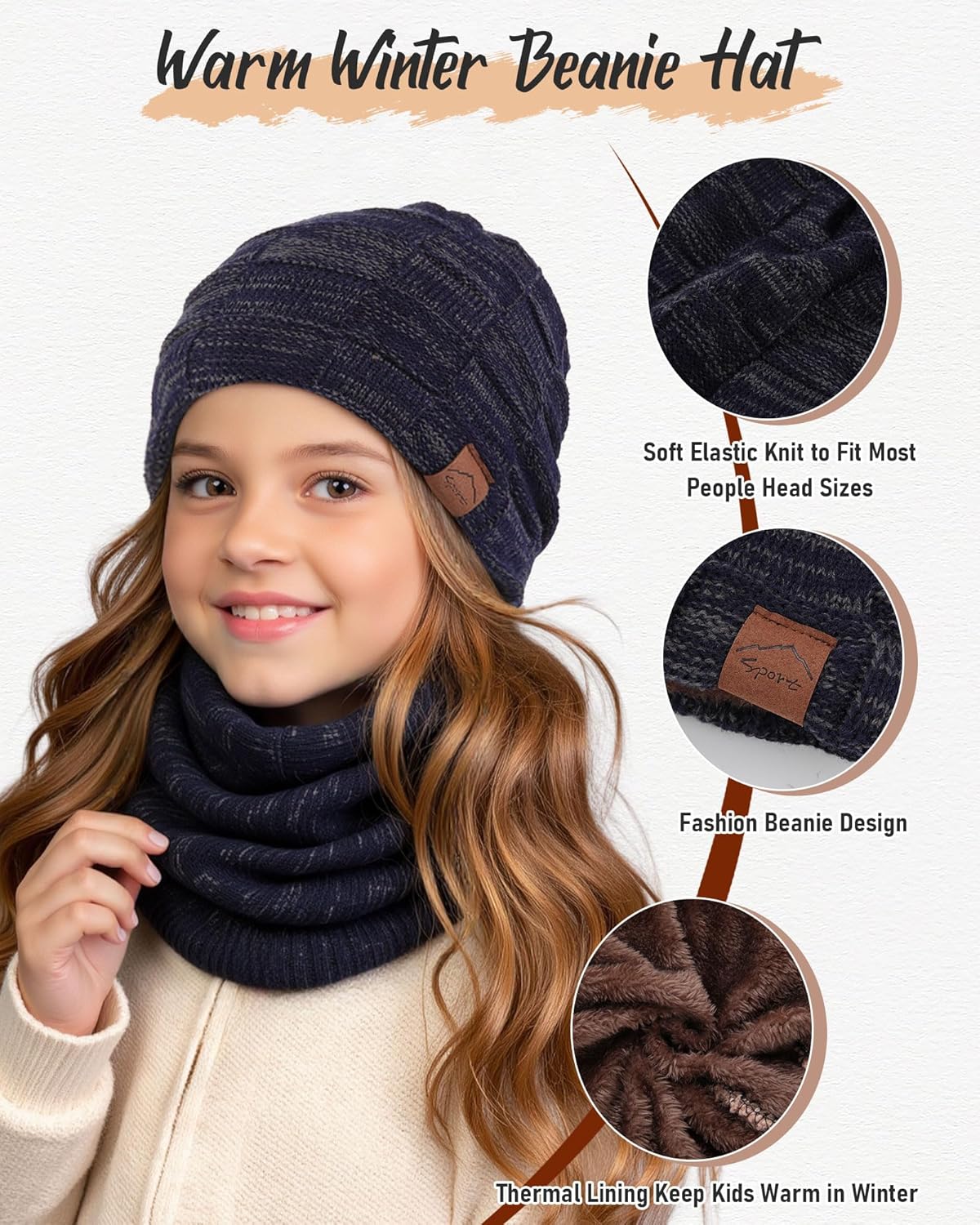 AWAYTR Kids Winter Hat Gloves Scraf Sets, Beanie for Boys Girls Toch Scree Gloves Neck Warmer for Toddler - Image 5