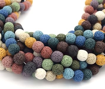 | Multicolor Round 20mm Lava Beads for Jewelry Making | Rainbow Lava Beads | Semi Precious Stone | Dragon Stone | Gemstone Beads | Natural Beads for Bracelets and Bracelet Making