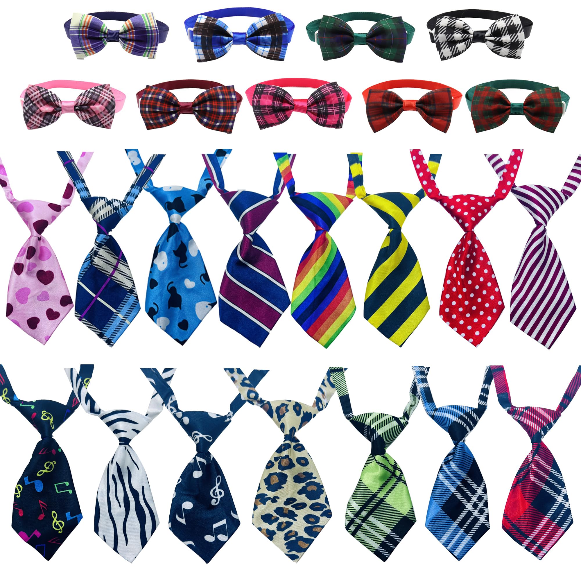 Allazone 24pcs Dog Neckties Dog Ties Adjustable Pet Neck Tie for Small Medium Puppy Cat Kitten Party Festival Birthday Gift Valentine's Holiday Wedding Assorted Doggies Grooming Supplies Accessories