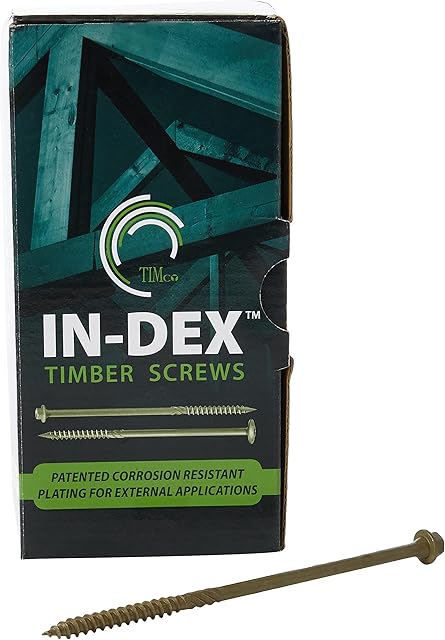 TIMCO 150IN Index Hex Head Timber Screw 6.7x150 - Organic Green (Box of 50) - Packaging may vary
