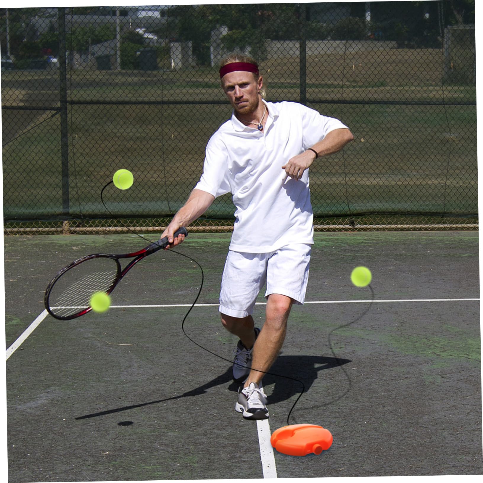 HANABASS Allenatore di Rimbalzo per Tennis Arancione, Set Singolo | Corda Elastica, Base in Plastica, Allenamento in Solitaria, per Principianti, Portatile