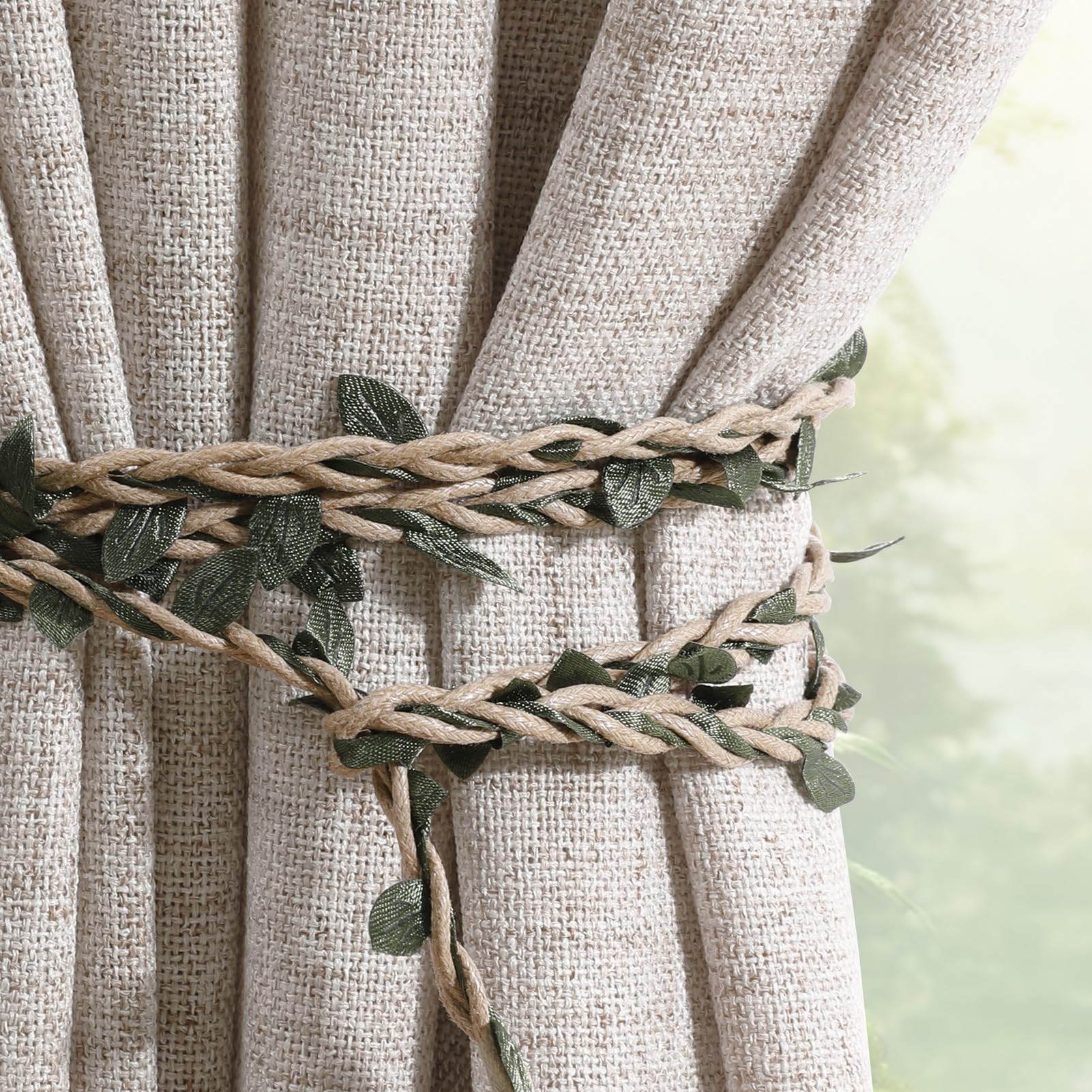 Softalker Rideau Grande 300x250 cm en Lin Naturel Rideaux Voilage Salon Moderne Semi-Transparent Voile Rideau à Oeillets Décoration de Fenetre Chambre Enfant Cuisine Balcon Dressing Extérieur,Lot de 1