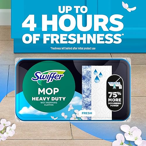 Miniatura 5 de Swiffer Barrido + trapeador, repuesto de almohadillas húmedas, limpiador de pisos, paños de limpieza, resistente, fresco, 20