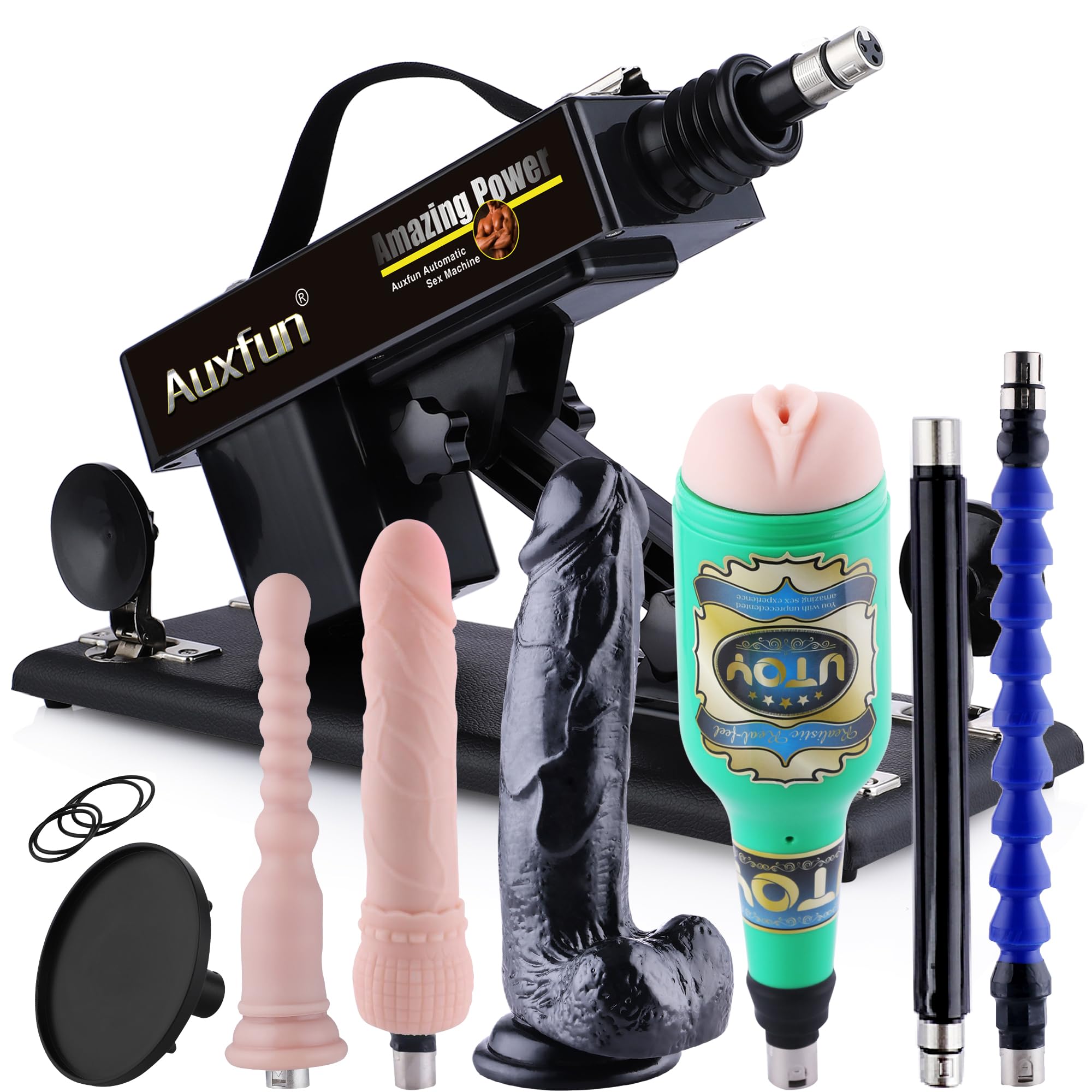 AUXFUN Sex Machine Love Machine Fuck Machine with Adapter,Automatic Dildo Machine Thrusting Machine with 3 XLR Connector,Fucking Machine Couple Sex Toys 8 Attachments for Male and Female