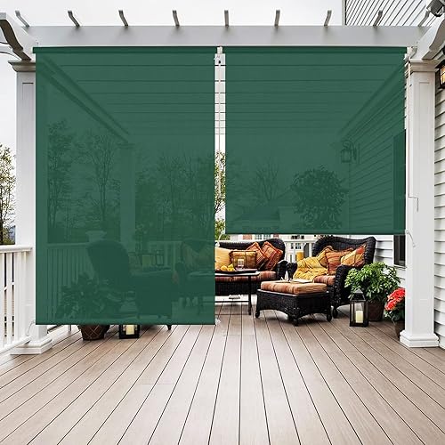 Vista 43 de Sunbox Persianas enrollables impermeables sin cordón para exteriores, tejidas a prueba de viento, persianas enrollables, privacidad y protección UV