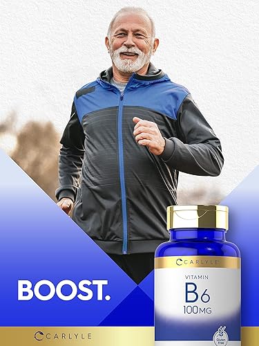 Miniatura 6 de Carlyle Vitamina B6 100 mg | 250 tabletas | Suplemento de clorhidrato de piridoxina | Vegetariano, sin OMG, sin gluten