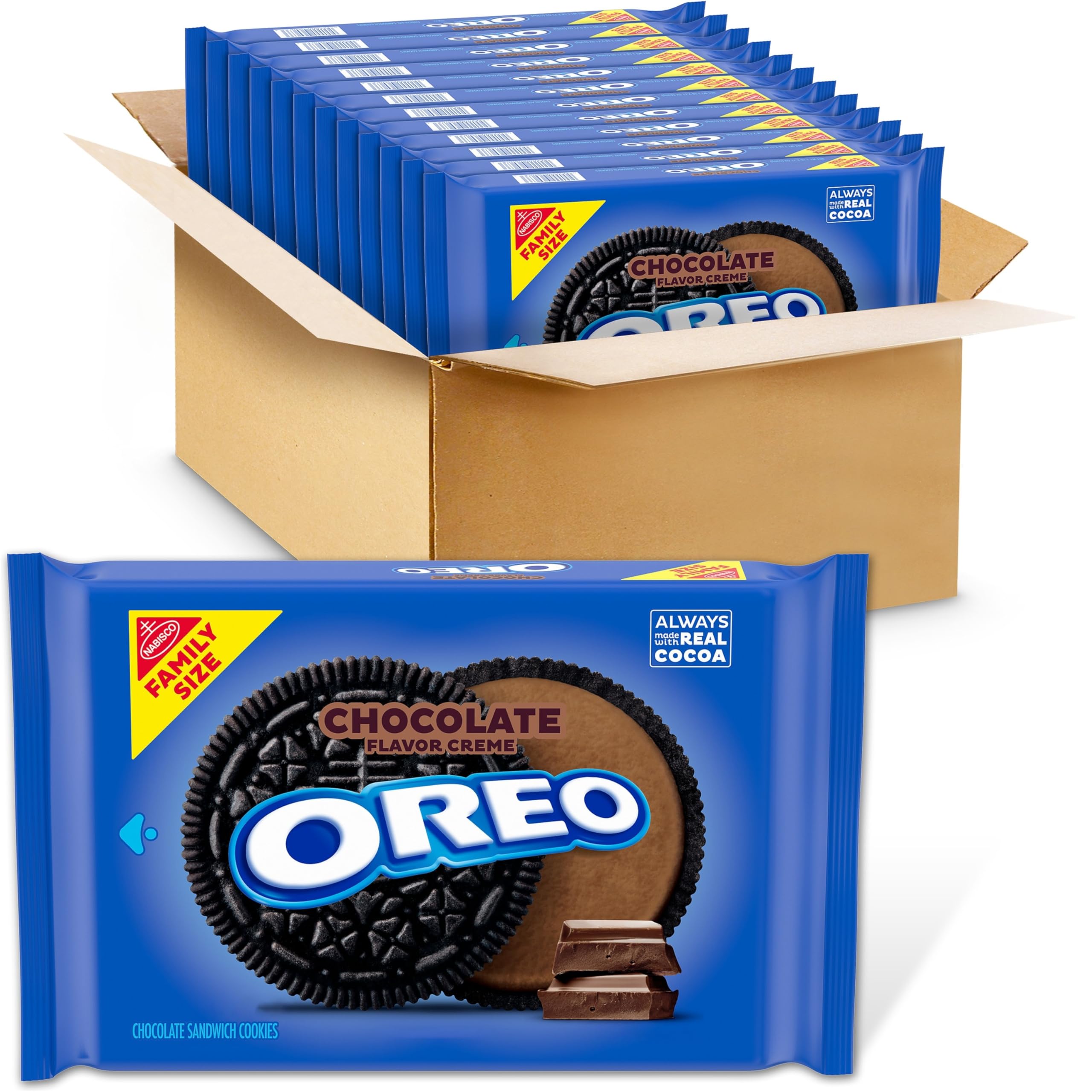OREO Chocolate Creme Chocolate Sandwich Cookies, Family Size, 12 - 18.71 oz Packs