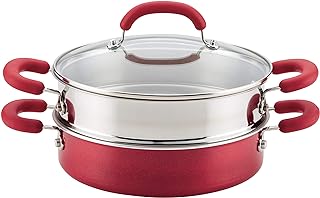 Rachael Ray Create Delicious Nonstick Multi-Pot/Steamer Set, 3 Piece, Red Shimmer