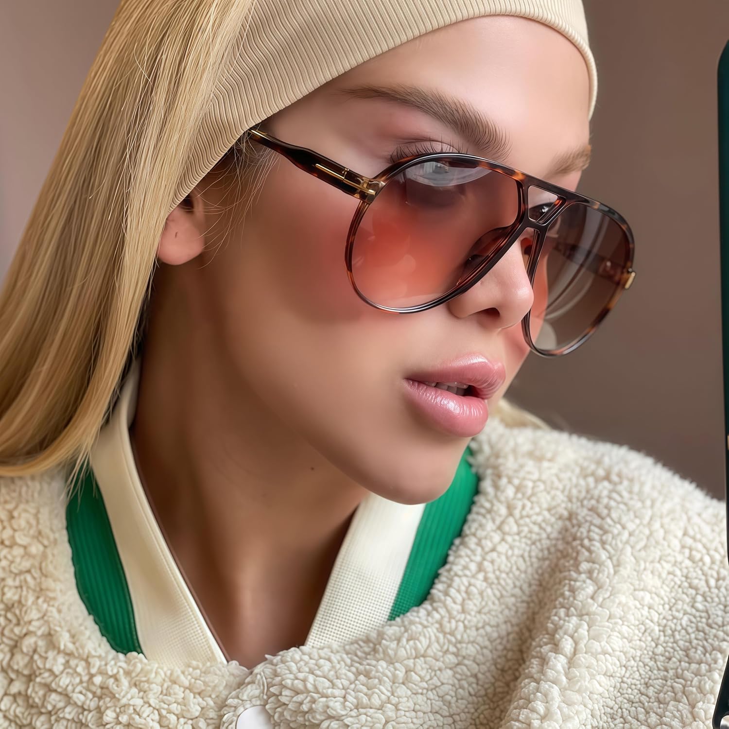 Retro Aviator Sunglasses for Women Men Oversized Classic 70s Vintage Trendy Tangle Free Square Aviators Sun Glasses - Image 2