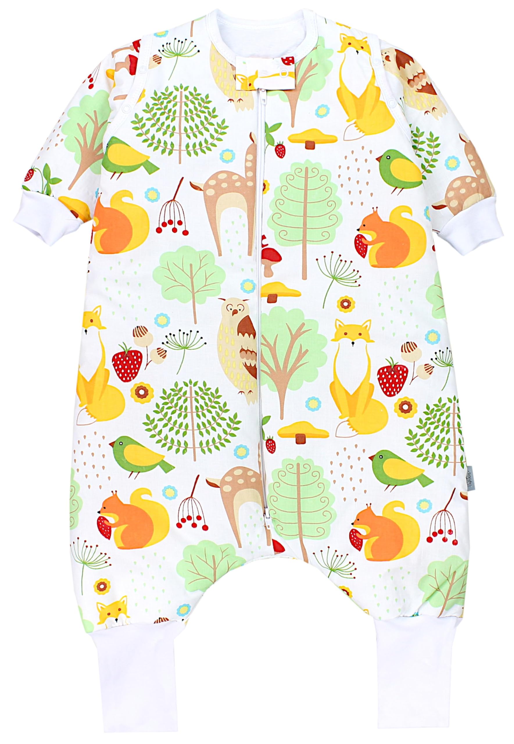 TupTam Baby Schlafsack mit Beinen und Ärmeln OEKO-TEX zertifizierte Materialien, Winterschlafsack 2,5 TOG Unisex, Farbe: Grüner Wald Reh Eule Eichhörnchen Fuchs, Größe: 92-98
