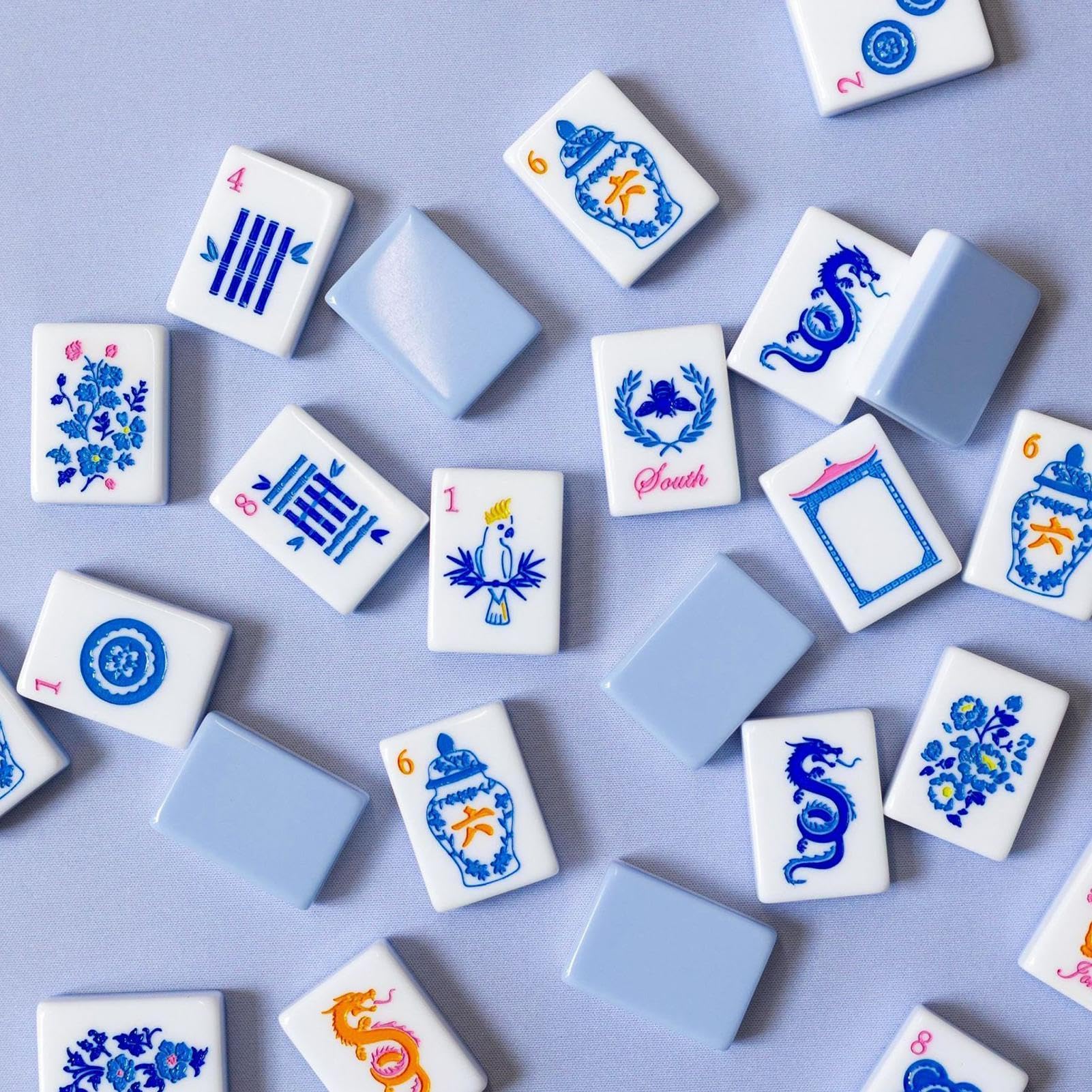 Generisch Mahjong-Stein 160-teiliges, graviertes Acryl-Gesellschaftsspiel | Amerikanisches Mahjong Für Zuhause, Reisen, Unterwegs, Am Pool, Erwachsene, Partys Sowie Anfänger & Erfahrene Spieler