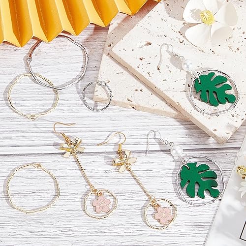 Miniatura 4 de SUNNYCLUE 1 caja de 36 piezas de 3 tamaños de dijes de marco hueco con parte trasera abierta, dije de marco de flores prensadas, dije geométrico a