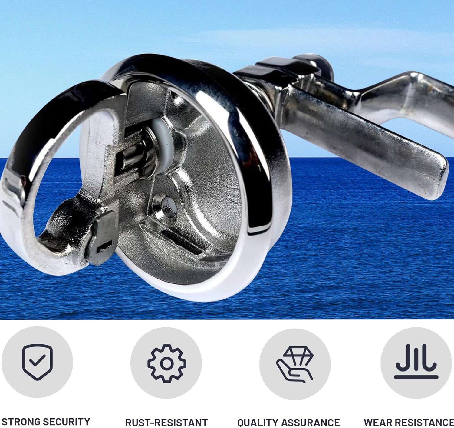 MX Boat Latches 316 Stainless Steel Marine Grade,Marine Latch 2 Inch Deck Flush Pull Hatch Latch, Lift Handle with Locking Style