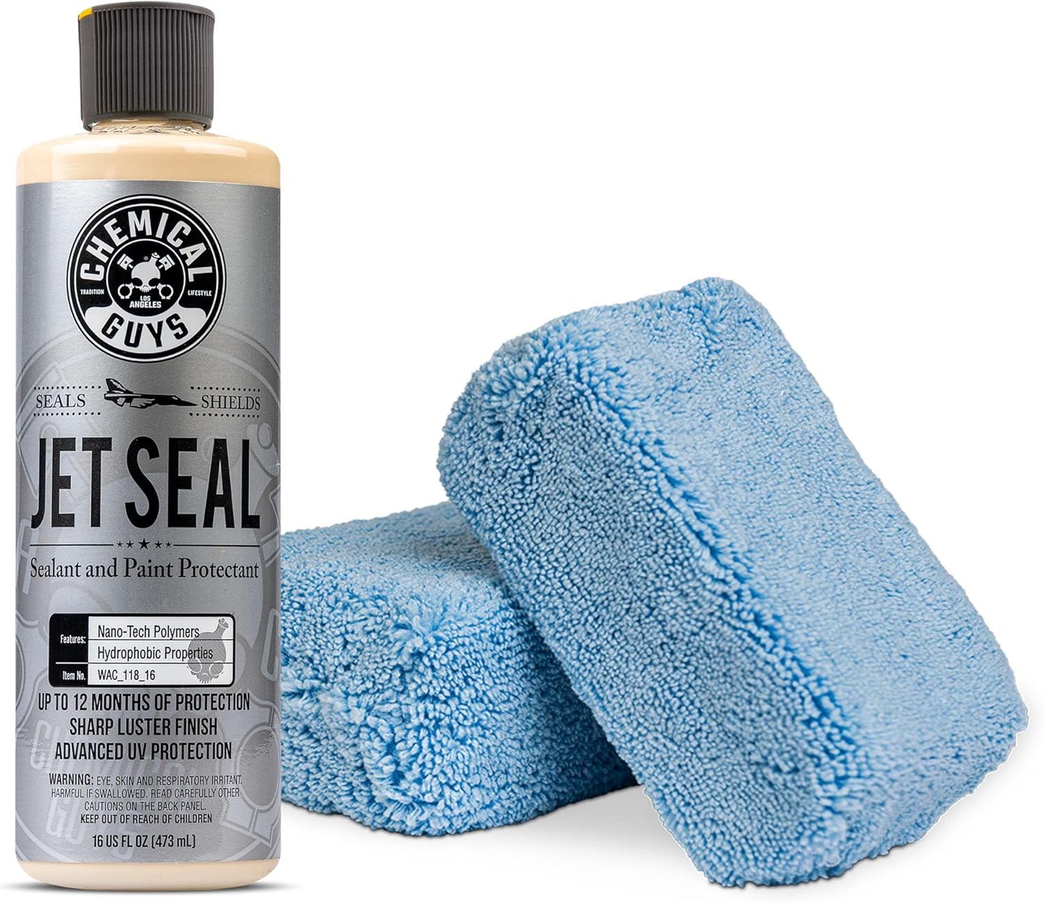 Chemical Guys JetSeal Anti-Corrosion Sealant and Paint Protectant With 2 Applicators, Safe for Cars, Trucks, SUVs, Motorcycles, RVs & More, (16 fl oz), White - HOL456