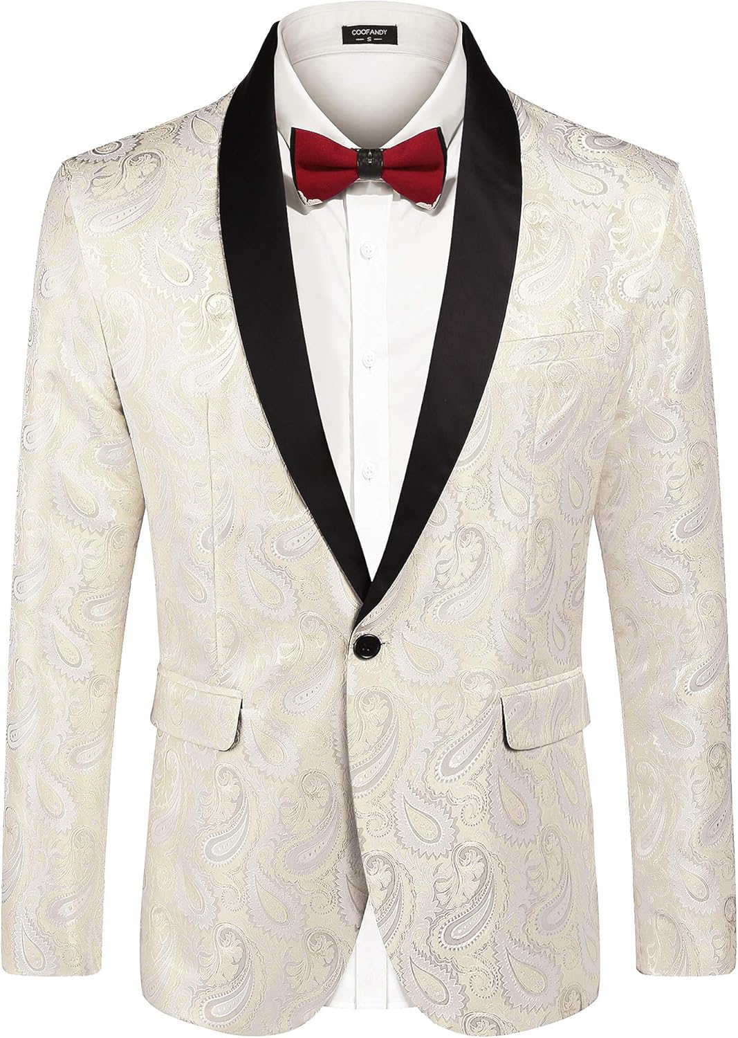 COOFANDY Floral Tuxedo Jacket with Shawl Lapel