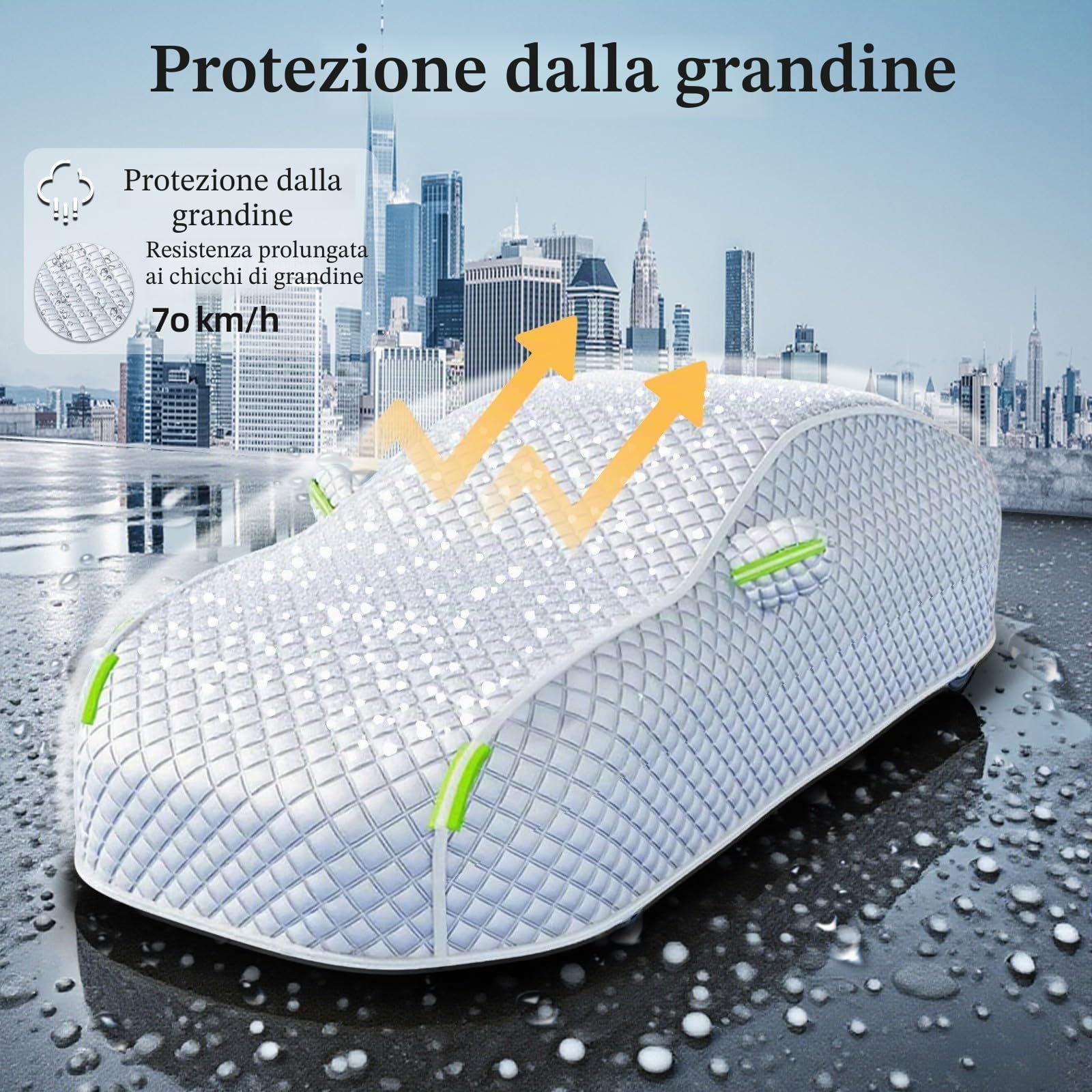 Telo copriauto antigrandine per VW Polo 5 Porte 2003-2025, Copriauto da esterno, Anti Grandine, Anti-Neve, Impermeabile, Resistente, Anti UV | Adatto per Polo Life, R-Line, GTI
