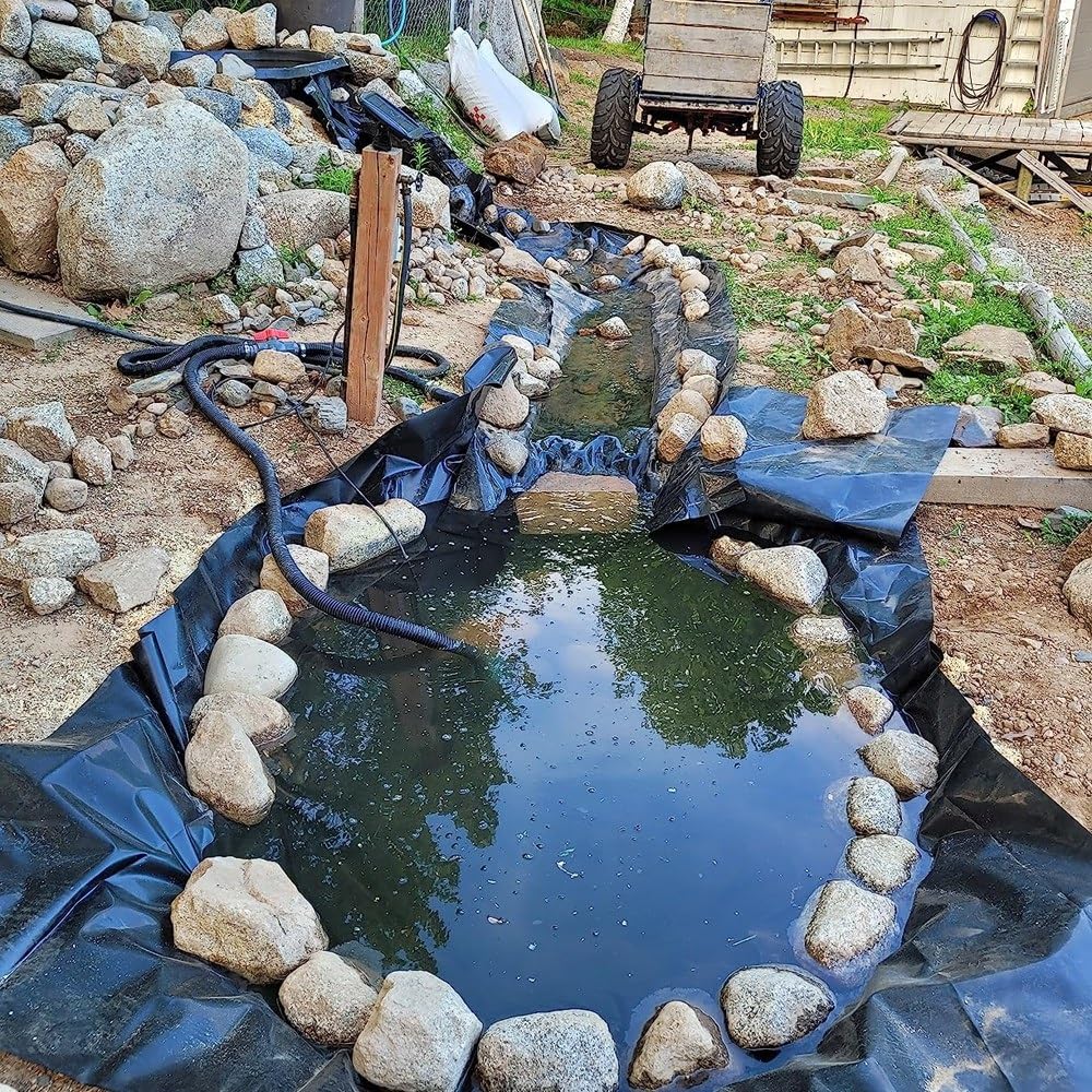 Telo per Laghetto in HDPE Antiscivolo Pellicola per laghetto Flessibile, Rivestimento Protettivo per Stagni Da Giardino Membrana Rinforzata per Fontane Piscina Aiuole Ninfee 4x6 4x8 8x9 8x10 9x12.0m(D