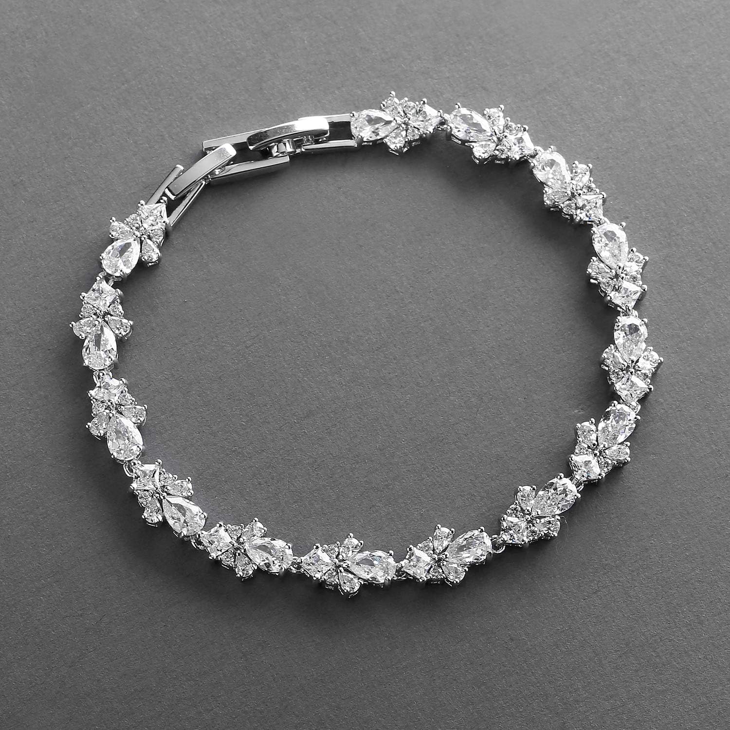 Mariell Wedding and Bridal Cubic Zirconia Crystal Tennis Bracelet, Jewelry Gift for Women, Brides, Mother of The Bride, 7 1/4" Plus 1/2" Extender