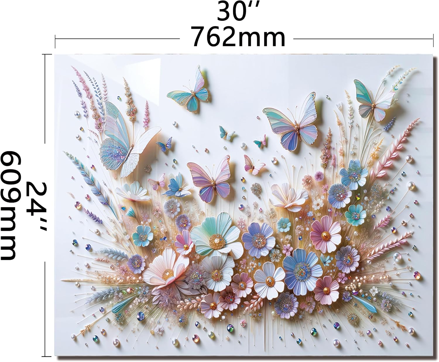 DAIFURONGE Tempered Glass Backsplash For Kitchen, Butterfly Flower Gesign Stove Backsplash Panel,Easy to Clean,Wall Decor (Art Deco 1, 30"x24"(76.2x60.96cm))